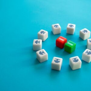 Choosing the best brand for business. Tough competition of competing products on store shelves.